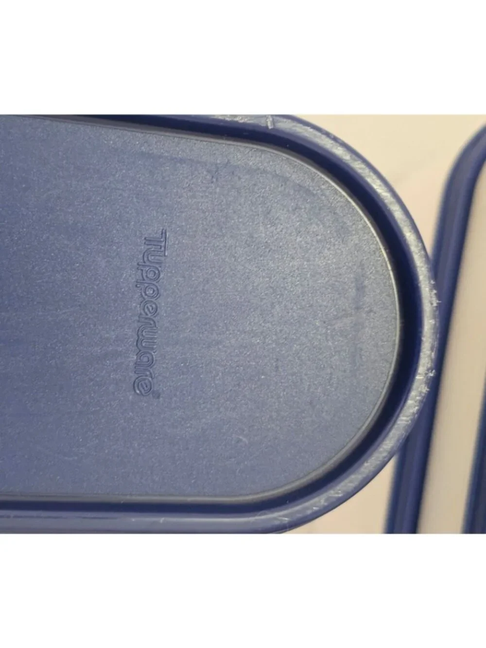 Vintage Tupperware Modular Mates Super Oval Set 5, Dark Blue Lids Stackable Pant